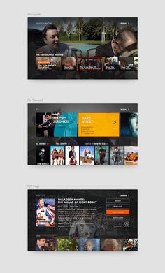 three different webpages with images and text on the front, back and side