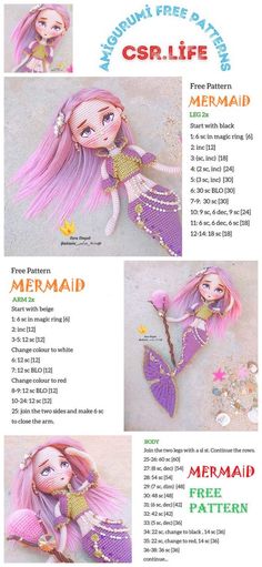 the mermaid doll has pink hair and is holding a starfish on it's tail