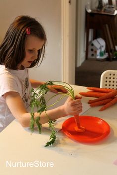 The Carrot Seed Activities Preschool, Easter Reggio Activities, Nursery Mark Making Activities, Carrot Sensory Play, Creepy Carrots Activities, Olivers Vegetables, Carrot Craft, Creative Writing For Kids, Vegetable Crafts