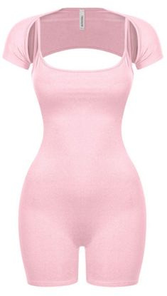 BOLERO ROMPER – PrettyBarb Collection Short Sleeve Bolero, Gymwear Outfits, Sleeve Bolero, Pink Romper, Lazy Day Outfits, Cute Comfy Outfits