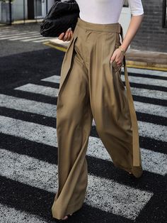 Oversized Tied Wide Leg Dress Pants Wide Leg Pants Belt, Wide Leg Belted Pants, Non-stretch Elegant Dress Pants, Outfit Oversize, Wide Leg Dress Pants, Skiing Outfit, Long Midi Dress, Belt Style, Summer Party Dress