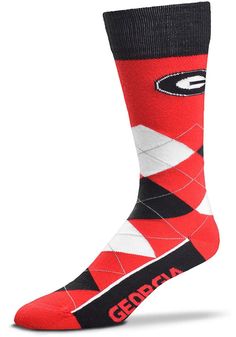 Add some Bulldogs spirit to your work work with these Georgia Bulldogs Orange Argyle Mens Argyle Socks. These Mens Argyle Socks feature a team color argyle pattern and team logo on the calf. Elastic cuffs for comfortable fit, Woven graphics, Machine washable for easy cleaning, One size fits most, Makes for the perfect gift for your wedding party!, Material: 83% Acrylic/14% Polyester/2% Rubber/1% Spandex, Machine washable, 4 Georgia Bulldogs Jewelry, Georgia Bulldogs Football, Team Socks, Argyle Socks, Red Team, Georgia Bulldogs, Fan Gear, Men Shoes Size, Team Colors