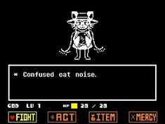 an old computer game with a cat on it's screen and the words, confused cat noise