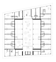 the floor plan for an office building with multiple floors and several rooms, all connected to each other