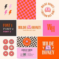 the logos for wild honey are all different colors and shapes, but there is no image to describe