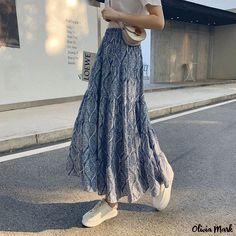 Olivia Mark - High-Waisted Chiffon Midi Skirt with Printed Patchwork and Flowy Design Chiffon Midi Skirt, Flowy Design, Types Of Skirts, A Line Skirt, A Line Skirts, Midi Skirt, A Line, Chiffon, High Waisted