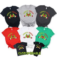 Custom Grinch Family Tshirt,Christmas Matching Grinch Squad Family Shirt,Christmas Family Pajamas Gift,Personalized Grinch Hand Heart Shirt 📢 🚨How To Order?🚨📢 📺 Please, check and review all photos 📐 Select Shirt Size and Color from Drop Down menu After choosing the color and size, you can write whatever you want in the personalization field. (If it's a customizable ad) and then add this tshirt to cart. Just do this for other t-shirts. You must collect all tshirts in the same basket and complete the payment. If you are in a hurry, you can purchase a Shipping upgrade on the checkout page. 🛀 Care Instructions - DO Inside out before wash, - DO warm/cold machine wash - DO NOT bleach, - DO NOT dry clean, - DO NOT iron directly onto the design 🚀 Shipping You can also see in the customer c Grinch Birthday Shirt, Grinch Tshirts, Christmas Family Pajamas, Grinch Pajamas, December Ideas, Grinch Hand, Family Tshirt, Grinch Hands, Grinch Shirts