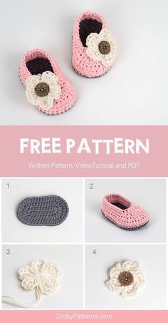 crochet pattern for baby shoes with flowers