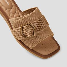 Pillow Top Slide Sandal (Micah), Nutmeg, EU40 | VIVAIA Casual Textile Sandals With Arch Support, Beige Textile Sandals With Woven Sole, Beige Textile Sandals For Vacation, Textile Sandals With Cushioned Footbed For Vacation, Beige Sandals With Woven Sole, Flat Fabric Sandals For Vacation, Beige Fabric Sandals For Vacation, Comfortable Fabric Sandals For Vacation, Flat Textile Sandals With Woven Sole