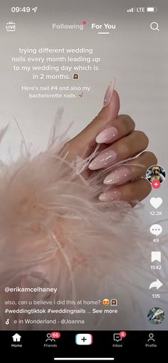 Bridal Guest Nails, Bachelorette Bridal Nails, Nails Bride 2023, Nails Inspiration Wedding Bride, Bride Bridal Shower Nails, Nail Inspo Bachelorette, Cute Nails For Wedding Bridesmaid, Acrylic Nail Designs For Wedding Brides, Nails For Ivory Wedding Dress