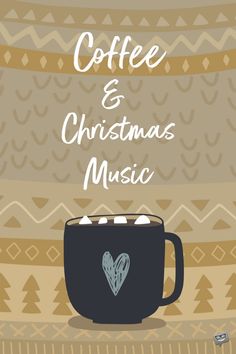 coffee and christmas music is featured in this holiday card with an image of a heart