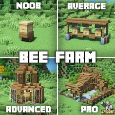 four different types of farm buildings in minecraft