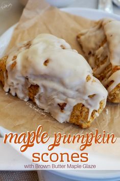 maple pumpkin scones with maple glaze on top