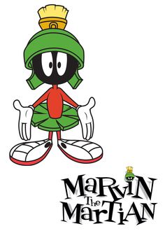 marvin the martian cartoon character with a crown on his head and hands in front of him