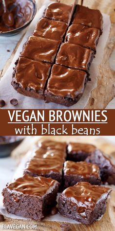 vegan brownies with black beans on a cutting board