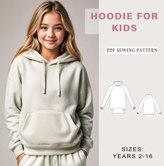 the hoodie for kids sewing pattern is shown