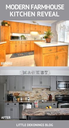 before and after pictures of a kitchen remodel