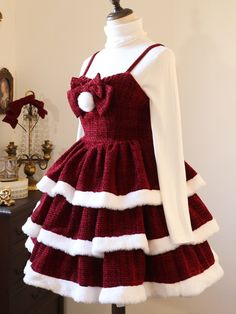 This price includes a JSK (with a red bowknot) only, others are not included.      	 		 			Size 			S 			M 			L 			XL 		 		 			Bust 			86 			90 			94 			98 		 		 			Waist 			68 			72 			76 			80 		 		 			Full Length 			80 			81 			82 			83 Sleeveless Christmas Dress With Bow, Bow Dresses For Christmas Holiday, Sleeveless Ruffled Christmas Holiday Dress, Christmas Sleeveless Ruffled Holiday Dress, Christmas Sleeveless Ruffle Holiday Dress, Sleeveless Ruffled Holiday Dress For Christmas, Fitted Holiday Dress With Ruffles For Winter, Winter Holiday Dress With Ruffles, Sleeveless Winter Holiday Dress