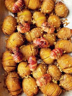 roasted potatoes with herbs and seasoning on top