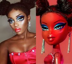 Photos of makeup artists who transform into Bratz dolls - Insider Bratz Doll Halloween, Doll Halloween Makeup, Bratz Doll Makeup, The Bratz, Carnival Makeup, Halloween Makeup Ideas, Barbie Makeup, Doll Halloween, Theatrical Makeup