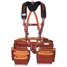 This Package has 2 Items: 1: Comfortable Padded Yoke Maroon Leather Suspenders with Pockets. * 100% Leather in Maroon Color. * Imported. * This Leather work suspender is 100% genuine Leather & Nylon. Extremely comfortable padded and contoured yoke relieves hips and lower back strain. Air / Cool Mesh at the shoulder for better comfortability. Non-Rusted Metal rivets for extra strength. Leather Belt Suspender has Clip closure and 2 Pockets on both front sides for Pencils or Clip-on items are fixed for holding Tools. D-ring for easy hang up and storage. * Trutuch Heavy duty Grain Leather Work suspenders are fully adjustable. Our Padded Suspenders carry loads comfortably and distribute weight evenly. Tool belt Suspenders transfer much of the weight of your tools to your shoulders instead of yo Carpenter Tool Belt, Leather Tool Pouches, Tool Belt Pouch, Leather Tool Belt, Back Strain, Tool Belts, Tooled Leather Bag, Leather Suspenders, Tool Bags