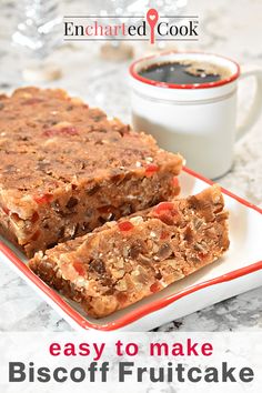 easy to make biscoff fruitcake bars with coffee