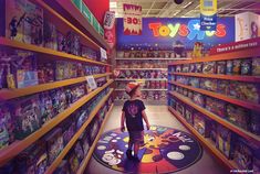 the toy store is full of toys and games for children to play with in it