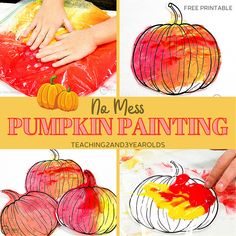 no mess pumpkin painting for kids