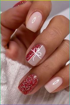 Explore a variety of festive Christmas nail designs for the holiday season. Whether you're looking for simple and elegant Christmas nail art inspiration or playful and intricate holiday nail ideas, we've got you covered! From classic red and green designs to more unique acrylic or short nail styles, these Christmas nails are sure to add flair to your winter look. Get inspired with our collection of stunning Christmas nail design ideas and create the perfect manicure to complement your festive sp Short Square Nails Design Ideas Christmas, Nude Color Christmas Nails, Gel Nail Design For Christmas, Christmas Nails Toenails, Short Xmas Nails Red, Simple Gel Nail Designs Short Christmas, Simple Nude Christmas Nails, Nude And Red Christmas Nails, Red Christmas Nails Short Square