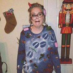 'Grandma Got Run Over By A Reindeer' Ugly Christmas Sweater Outfit, Diy Christmas Sweater, Christmas Sweater Outfits, Tacky Sweater, Best Ugly Christmas Sweater, Ugly Sweater Diy, Ugly Sweater Contest, Diy Ugly Christmas Sweater, Tacky Christmas Sweater