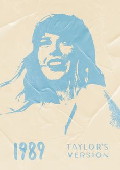 a drawing of a woman's face with the words 1989 written on it in blue