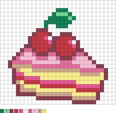 a cross - stitch pattern with a cupcake in the shape of an apple on it