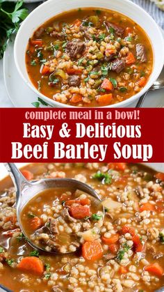 Easy Beef Barley Soup Beef Barley Soup With Quick Barley, Leftover Roast Beef Soup, Beef Barley Soup Stovetop, Beef Barely Soup, Meal In A Bowl, Leftover Roast Beef