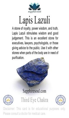 Gem of the week: #lapislazuli http://soulistic-life.myshopify.com/products/raw-lapis-lazuli?utm_content=buffer7f46d&utm_medium=social&utm_source=pinterest.com&utm_campaign=buffer #gemoftheweek #sapphriesoul Lapis Meaning, Raw Lapis Lazuli, Healing Stones And Crystals, Crystals Healing Properties, Crystals Healing, Crystals Stones, Beautiful Stones