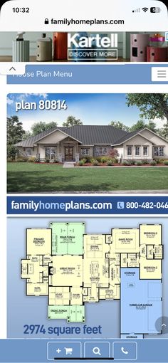 the floor plan for this home is shown in blue and white, with an additional living area