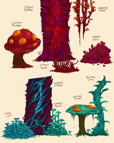 an image of different types of plants and trees