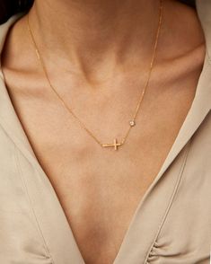 Gold Cross Necklace from our Etsy Shop! Cross Necklace Simple, Heart Cross Necklace, Tiny Cross Necklace, Cross Necklace Sideways, Tiny Cross, Necklace Elegant, Gold Cross Necklace, Gold Cross Pendant, Cross Jewelry