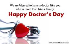 a happy doctor's day card with a stethoscope and a heart