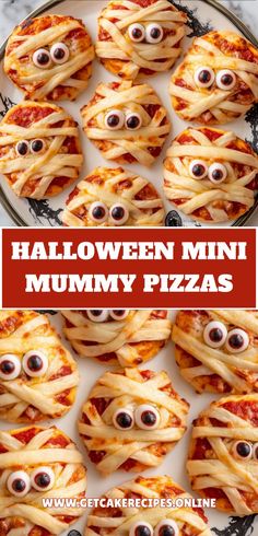 Mini Mummy Pizzas perfect for Halloween brunch or dinner, fun and spooky food idea for kids, featuring easy-to-make Halloween pizzas with a festive twist. Halloween Brunch Party, Halloween Brunch Ideas, Halloween Food For Kids, Halloween Pizzas, Halloween Brunch, Mummy Pizza, Creative Treats