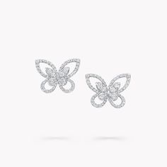 Butterfly Silhouette Diamond Mini Stud Earrings | Graff Graff Butterfly, Butterfly Diamond Ring, Diamond Shaped Engagement Ring, Diamond Drop Pendant, Butterfly Silhouette, Mini Bracelet, Butterfly Motif, Pave Diamond Earrings, Butterfly Collection