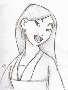 a drawing of a woman with long hair