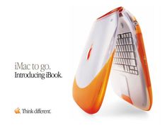 an orange and white computer with the words i'm mac to go, interacting book