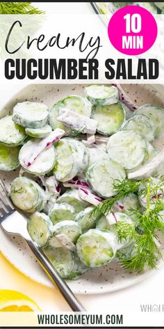 Creamy Cucumber Salad Keto Cookout, Cucumber Dill Salad, Salad Recipes Low Carb, Dill Recipes, Cucumber Salad Recipe, Cucumber Diet, Creamy Cucumber Salad, Creamy Cucumbers, Sour Cream Recipes