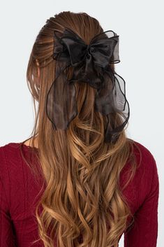 PRODUCT INFO Hair clip Frilled bow design Polyester Measurements (In): Length 5.1 Item care: Wash with similar color Bow Barrette, Bow Hair Clip, Bow Design, Bow Hair, Ribbon Bow, Hair Bow, Hair Clip, Asos, Chiffon