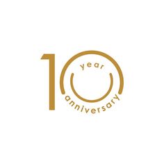 the ten year anniversary logo is shown on a white background with an orange circle around it