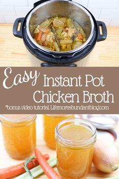 an easy instant pot chicken broth recipe with carrots and celery