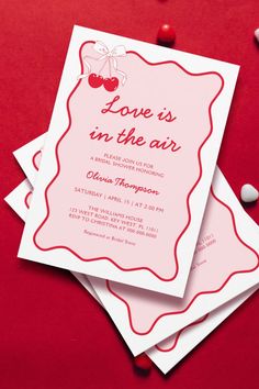 love is in the air valentine's day party card with candy and candies