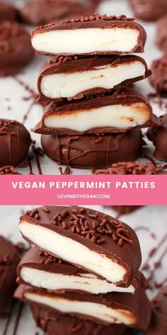 vegan peppermin patties with chocolate and marshmallows