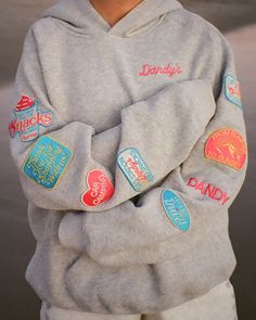 "Road Trip!" Oversized Lux Hoodie in Dark Heather Dandy Worldwide, Heart On My Sleeve, Patch Hoodie, Patchwork Hoodie, Watch The Sunset, Trendy Hoodies, Cute Preppy Outfits, Sweatpants Set, Cute Sweatshirts