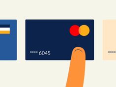 a hand holding a credit card in front of two other cards with the same color